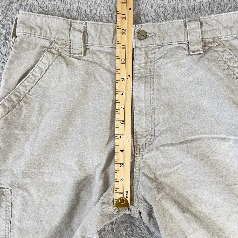 Carhartt Shorts Mens 36 Beige Canvas Cargo Workwear Carpenter Utility 10in